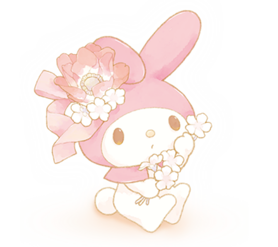 Glowing My Melody with floral accents.